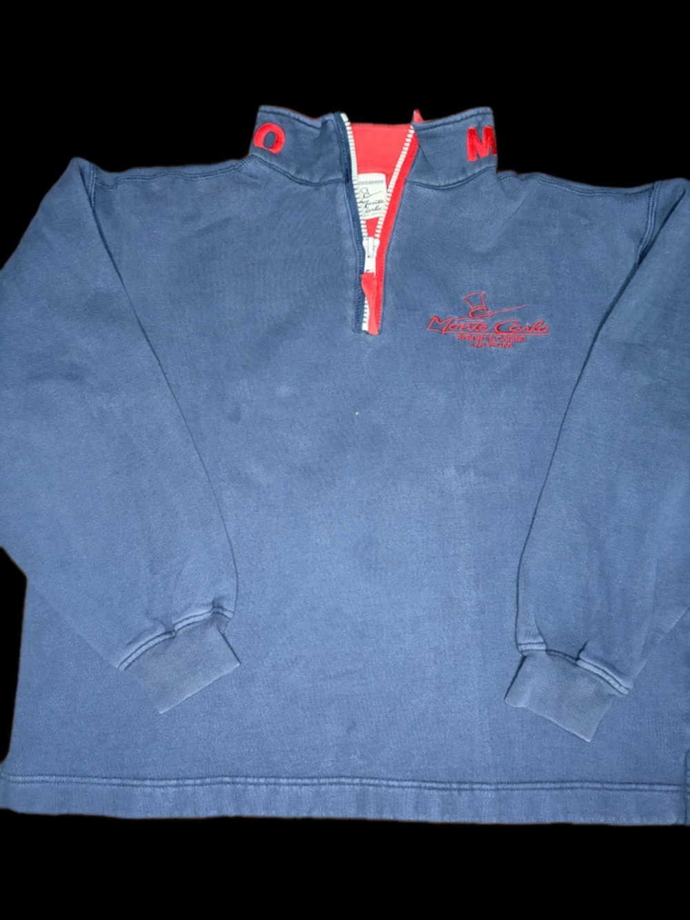 Monte Carlo Resort & Casino Las Vegas blue& red 1/4 zip sweatshirt